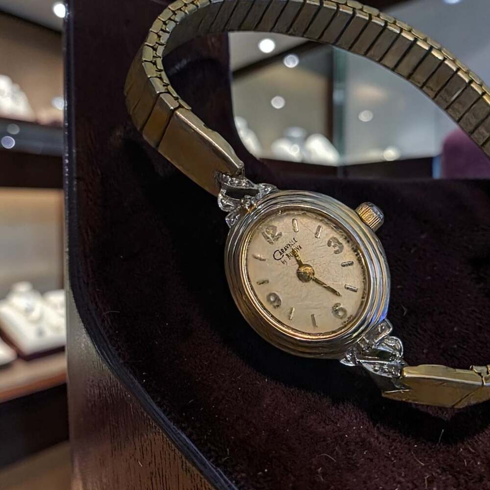 Vintage Caravelle by Bulova Women's Two-Tone Oval Watch with Stretch Band